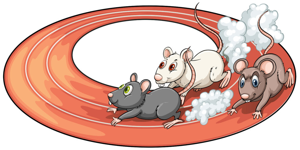 Three rats racing